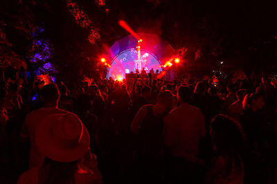 People enjoying music concert at night