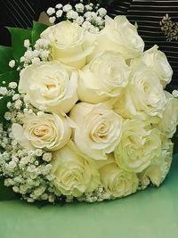 Close-up of white rose bouquet