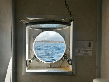 Close-up of boat against sea