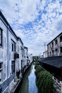 Canal amidst buildings in city against sky