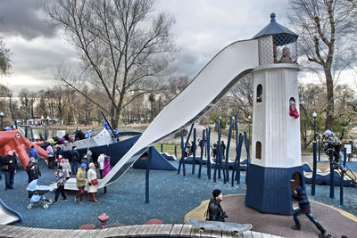 View of people in town square