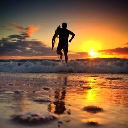 Scenic view of sunset over sea