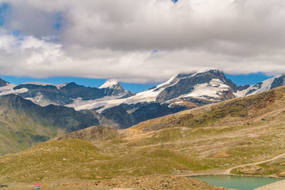 View from gornergrat with lake and mountain alps