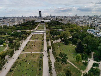 Paris, france, september 2021. areal city landscape seen from the eiffel tower.