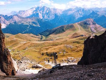 Scenic view of rocky mountains against sky