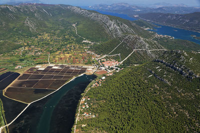 High angle view of agricultural field