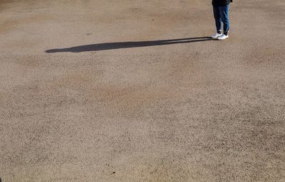 Low section of man walking on street