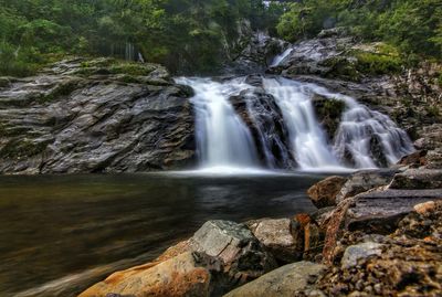 Scenic view of waterfall