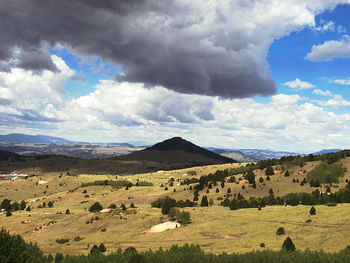 Scenic view of landscape against cloudy sky