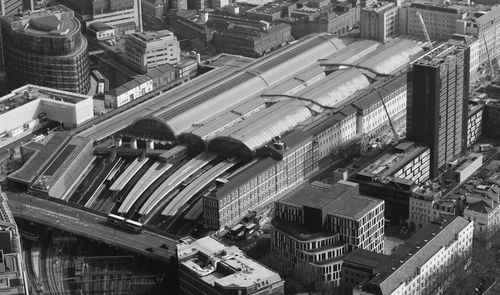 High angle view of paddington railway station amidst buildings in city