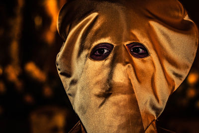 Close-up portrait of man wearing mask