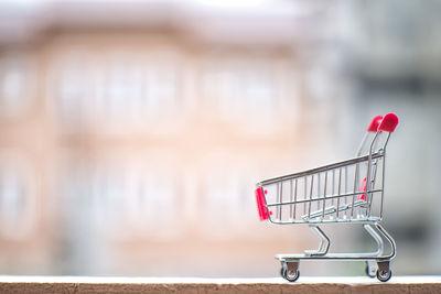 Close-up of toy shopping cart