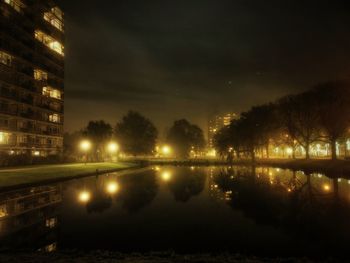 Illuminated street light at night