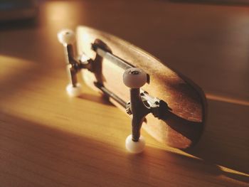 Close-up of electric lamp on table