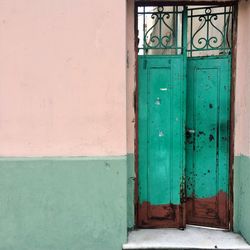 Closed door of house