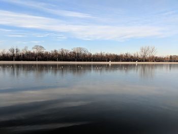 Scenic view of lake against sky