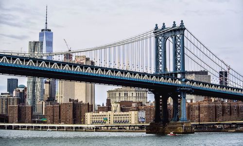 Suspension bridge over river