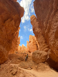 Low angle view of rock formations