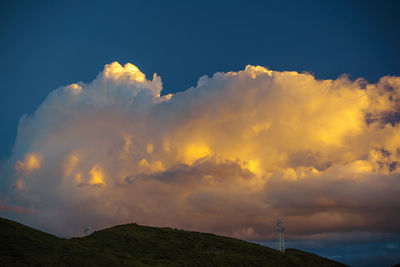 Scenic view of mountains against sky during sunset