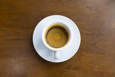 High angle view of coffee on table