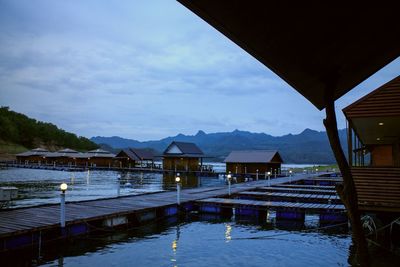 View of mountain range against cloudy sky