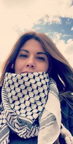 Portrait of a beautiful young woman in winter