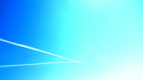 Low angle view of trees against clear blue sky