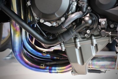 Close-up of motorcycle engine