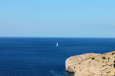 Boat sailing in sea