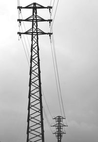 Low angle view of electricity pylon against sky