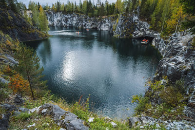 Marble canyon in the mountain park of ruskeala, karelia, russia