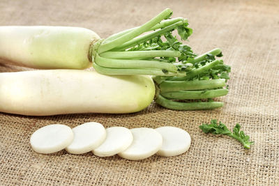 High angle view of vegetables on table