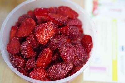 Close-up of strawberries in bowl