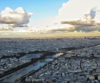 High angle view of townscape against sky