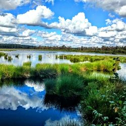 Scenic view of lake against sky