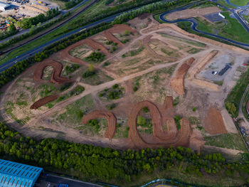 High angle view of road on landscape