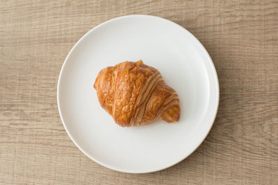 High angle view of breakfast in plate on table