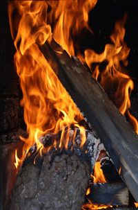 Close-up of bonfire at night