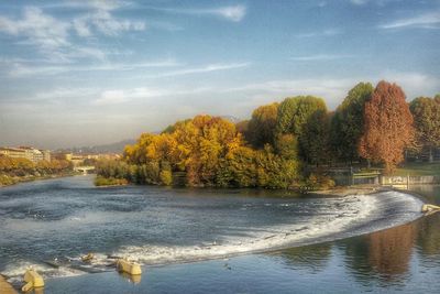 View of river with trees in background