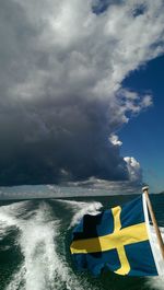 Scenic view of sea against cloudy sky