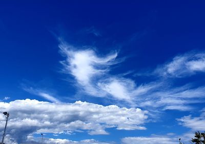 Low angle view of clouds in blue sky