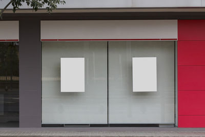Closed door of building