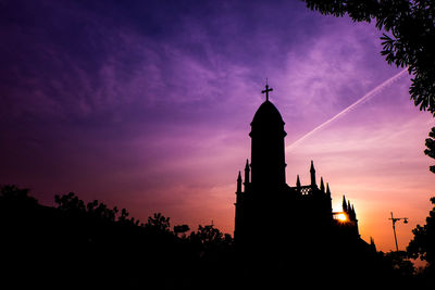 Silhouette of temple at sunset