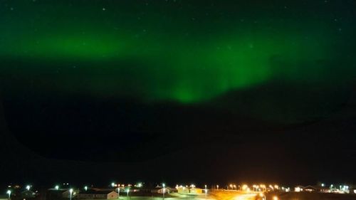 View of illuminated lights at night