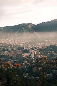 High angle view of townscape against sky