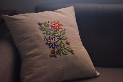 High angle view of woman relaxing on bed