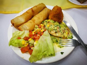 Close-up of served food in plate