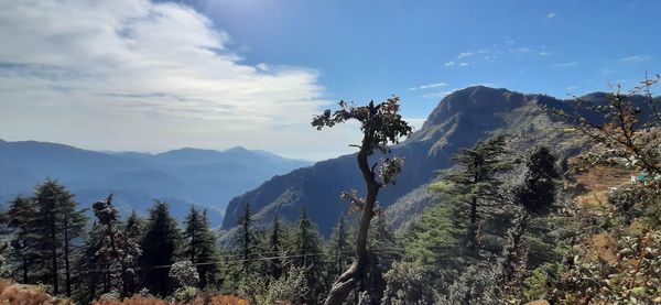 Scenic view of mountains against sky