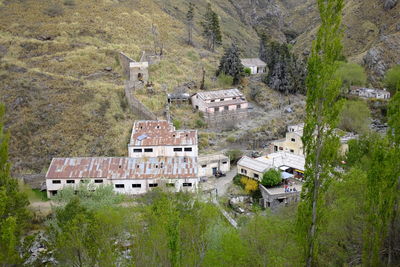 High angle view of buildings in city