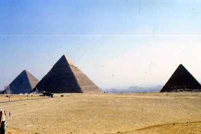 View of desert against clear sky